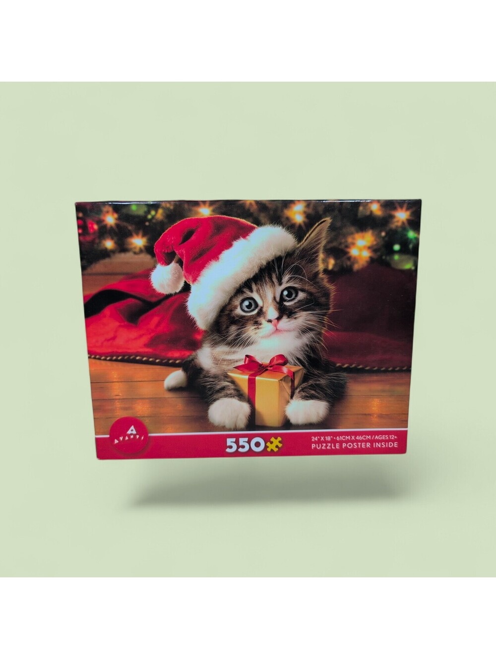 Avanti Christmas Kitten Cat Holiday Cat 550 Piece Puzzle 24"x18" Poster Inc New